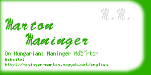 marton maninger business card